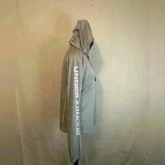 UA Under Armour Dry Fit Loose Women's Velocity Wordmark Hoodie - Grey Size XL - Picture 2 of 6